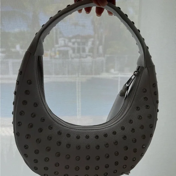 Retrofete White and Silver Hobo Bag with Polka Dot Design